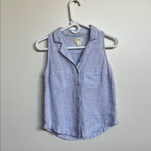 Anthropologie (Maeve) Striped Button Down Tank Blue
